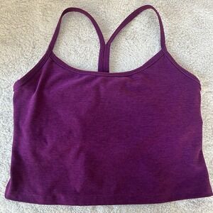 Beyond Yoga Women's L Spacedye Slim Racerback Cropped Tank Bra Aubergine Beet